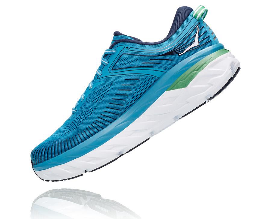 Hoka Australia One One Bondi 7 - Mens Running Shoes Blue/White - QVXIN-4273